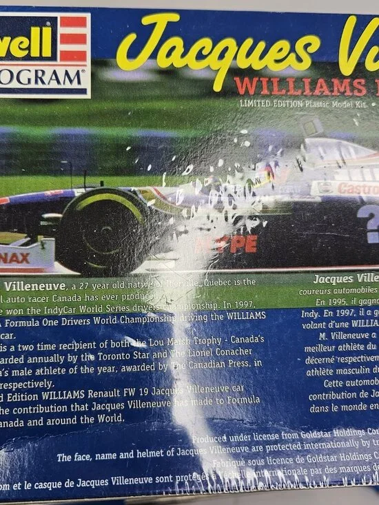 SEALED Revell Monogram Jacques Villeneuve Williams Renault FW19 1/24 Model Kit - Picture 12 of 13